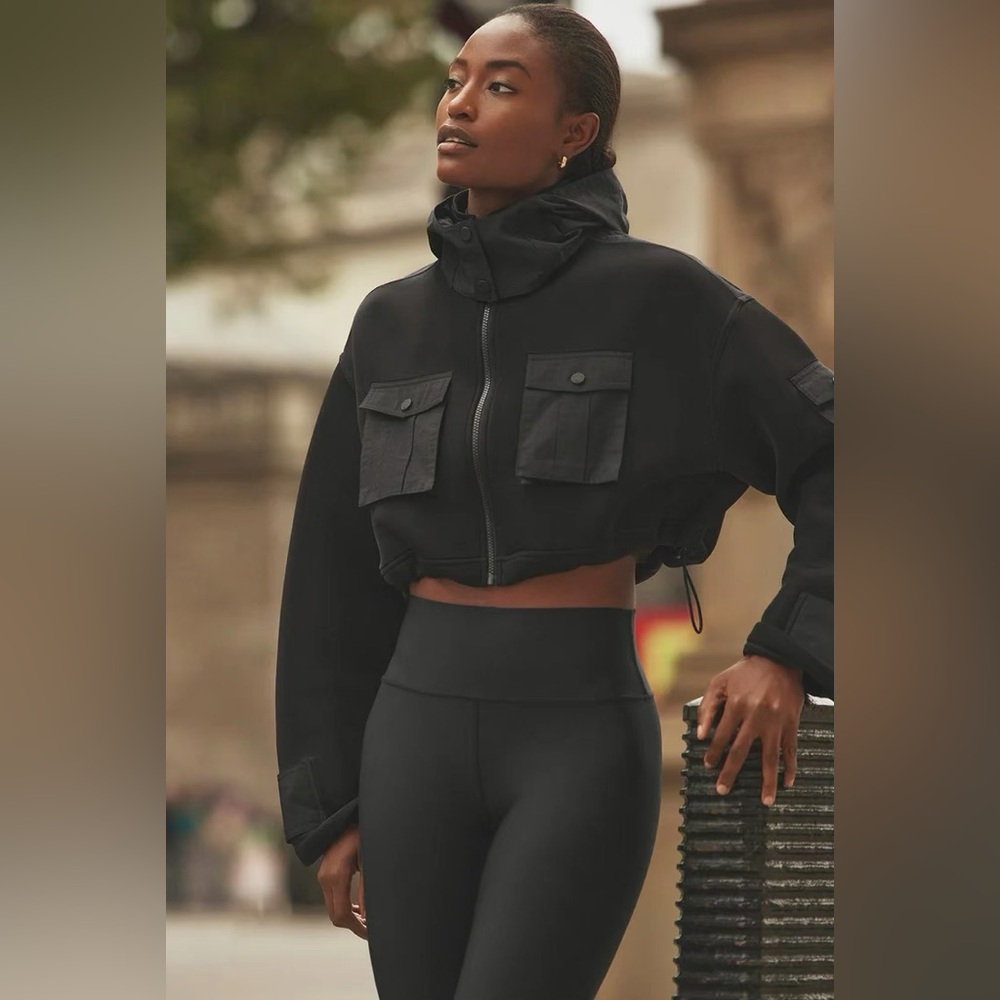 Black Cropped Hoodie for Women